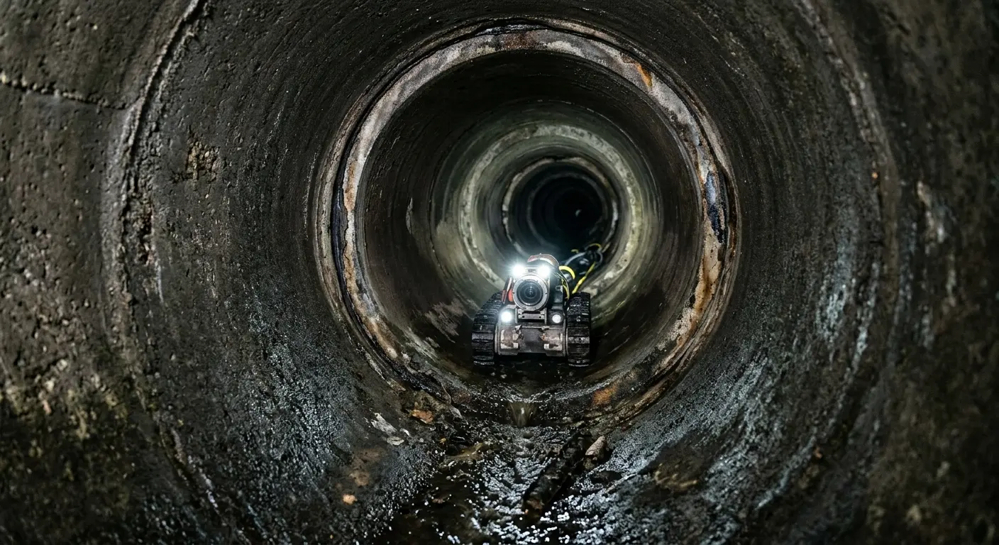Robotic sewer camera inspecting pipe interior for Drain Snake Service in Dallas